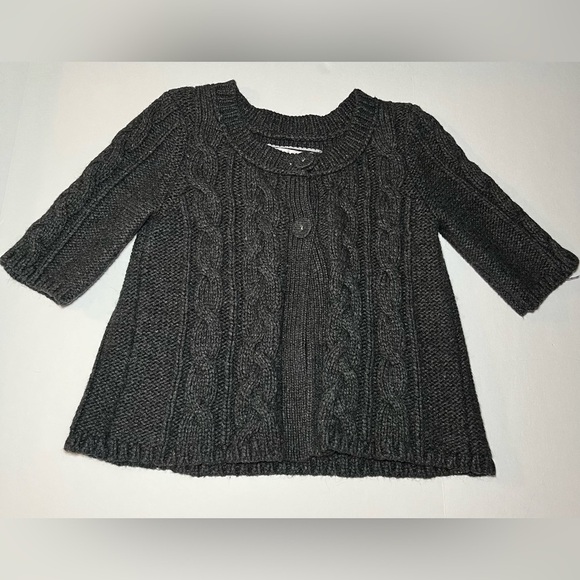 American Eagle Outfitters Sweaters - Vintage Charcoal AE Short Sleeve Babydoll Cardigan 2 Button Twilight Core Sz S